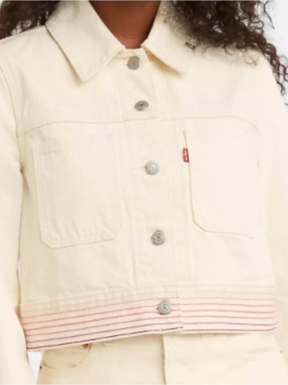 Levi's small denim pride jacket. Cropped.